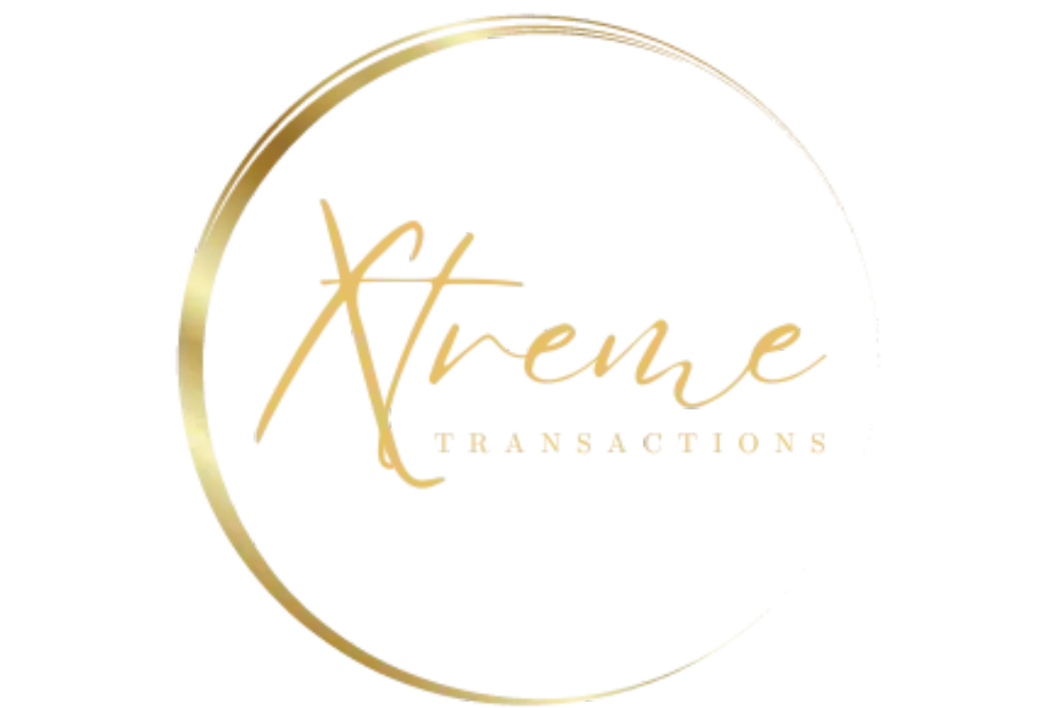 Elegant gold circular logo for Xtreme Transactions.
