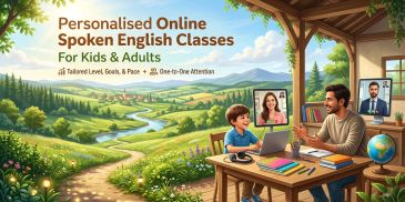 Online personalized spoken English classes for kids and adults.