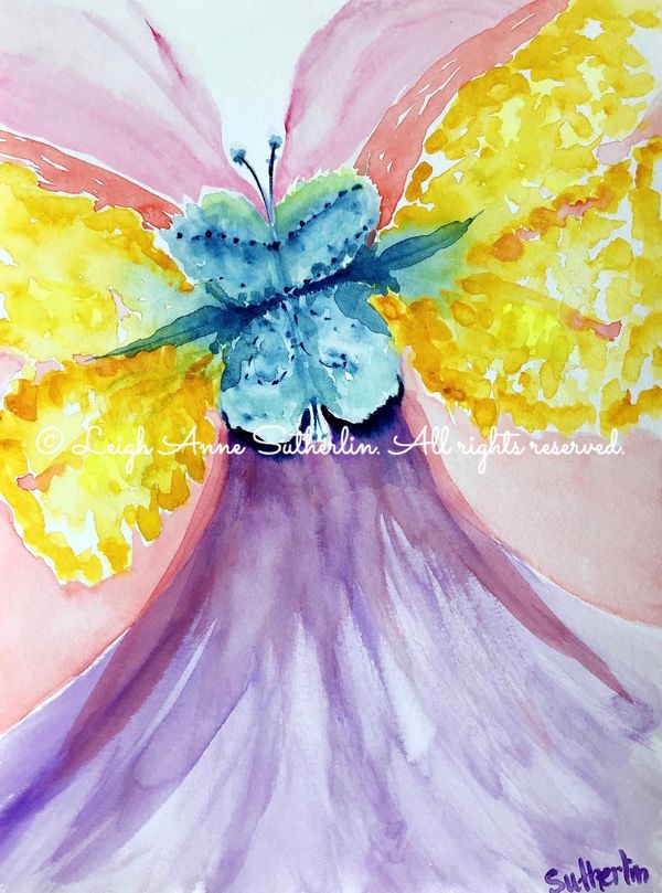 "Butterfly Mosaic" watercolor by Leigh Anne Sutherlin. Available by Print-On-Demand.