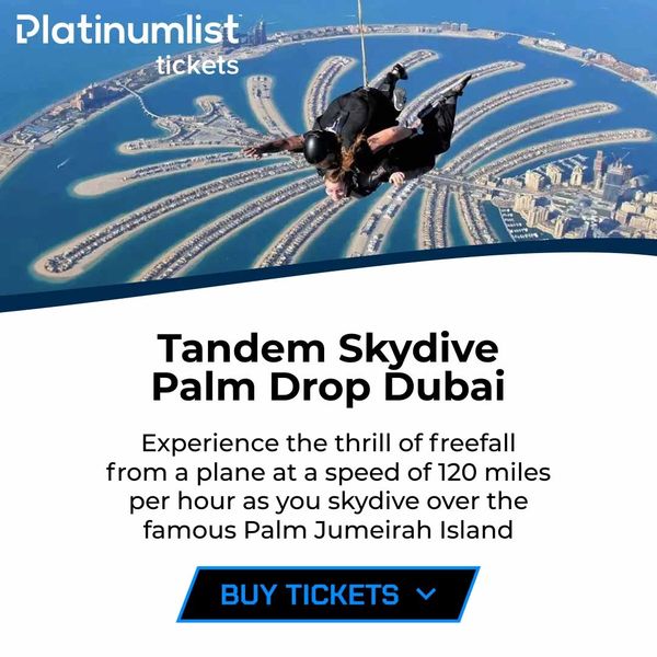 Tandem skydive over Dubai's Palm Jumeirah with thrilling freefall experience.