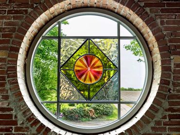 Mandala Hologram Leadlight Window | 37" diameter