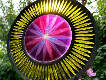 Kilnfused Rondel, Zinc Mosaic Panel | 18" diameter
