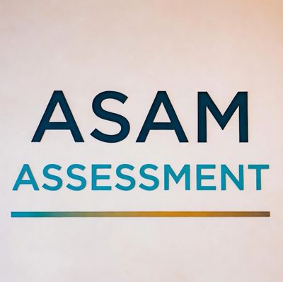 Logo displaying 'ASAM ASSESSMENT' with a color gradient line underneath.