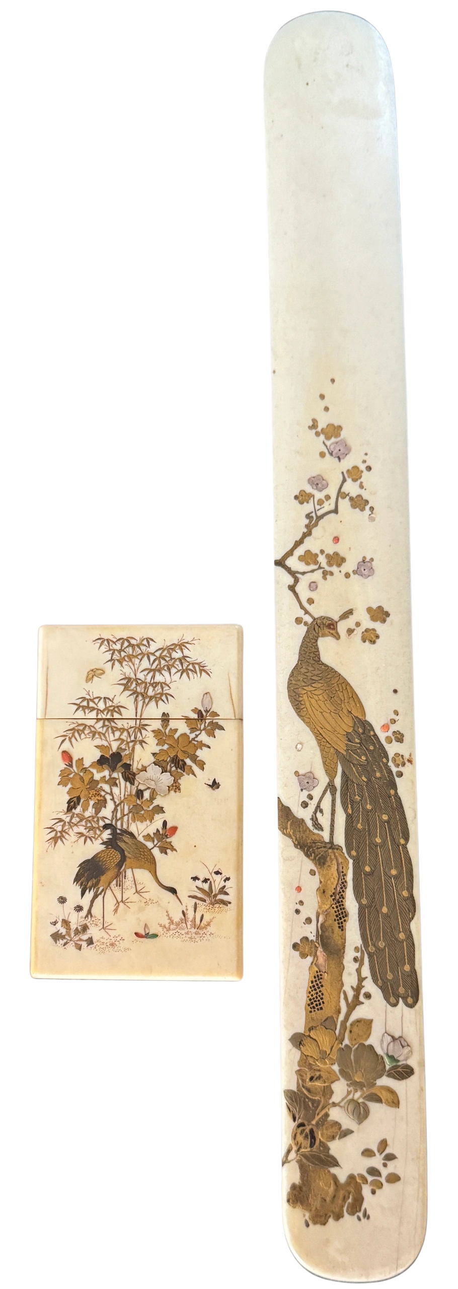 Shibayama letter opener & card case. Meiji era.