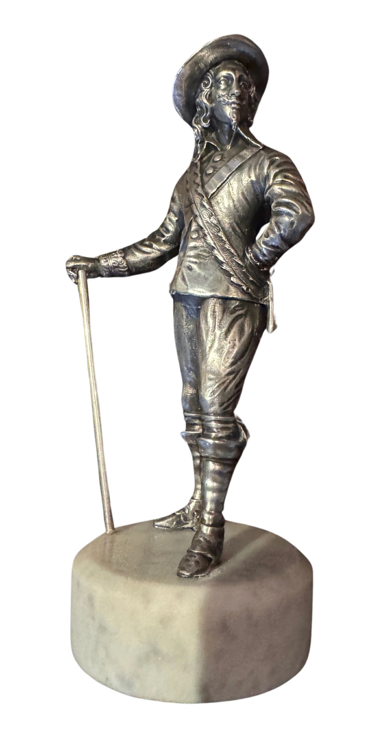Silver statuette depicting Charles I, (1600-1649) from an English Royalty exhibit at the Great Exhibition, 1851. Maker SZ, London 1850. After the painting ‘Le Roi a la Chasse‘ by Anthony van Dyke, (Louvre Museum).