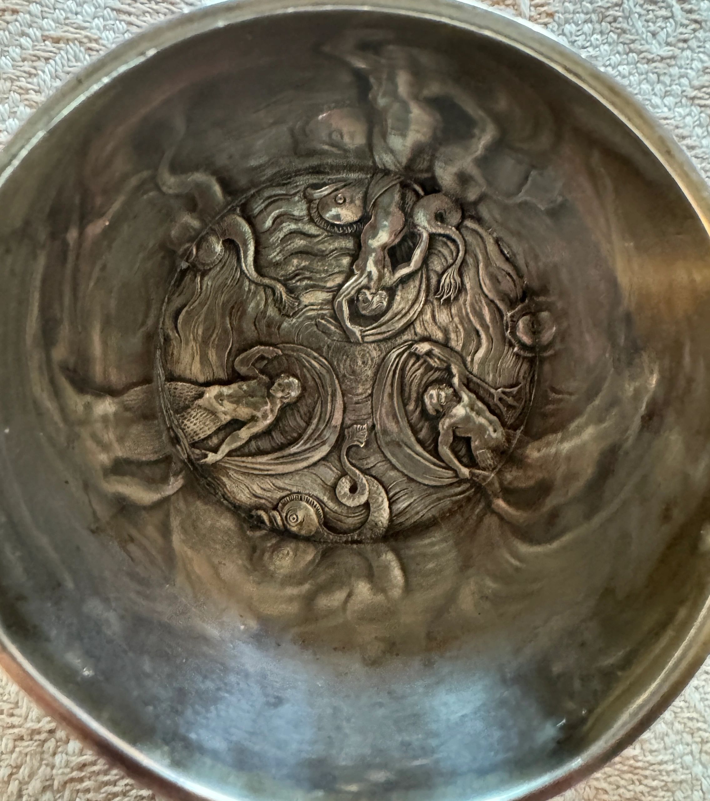 Interior of Hispanic silver beaker - The Primordial beginning…