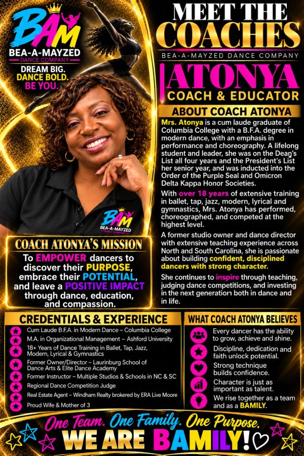 Meet Atonya, coach and educator at Bea-A-Mayzed Dance Company with 18+ years experience.