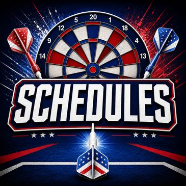 Dartboard with three darts and the word Schedules in bold letters.