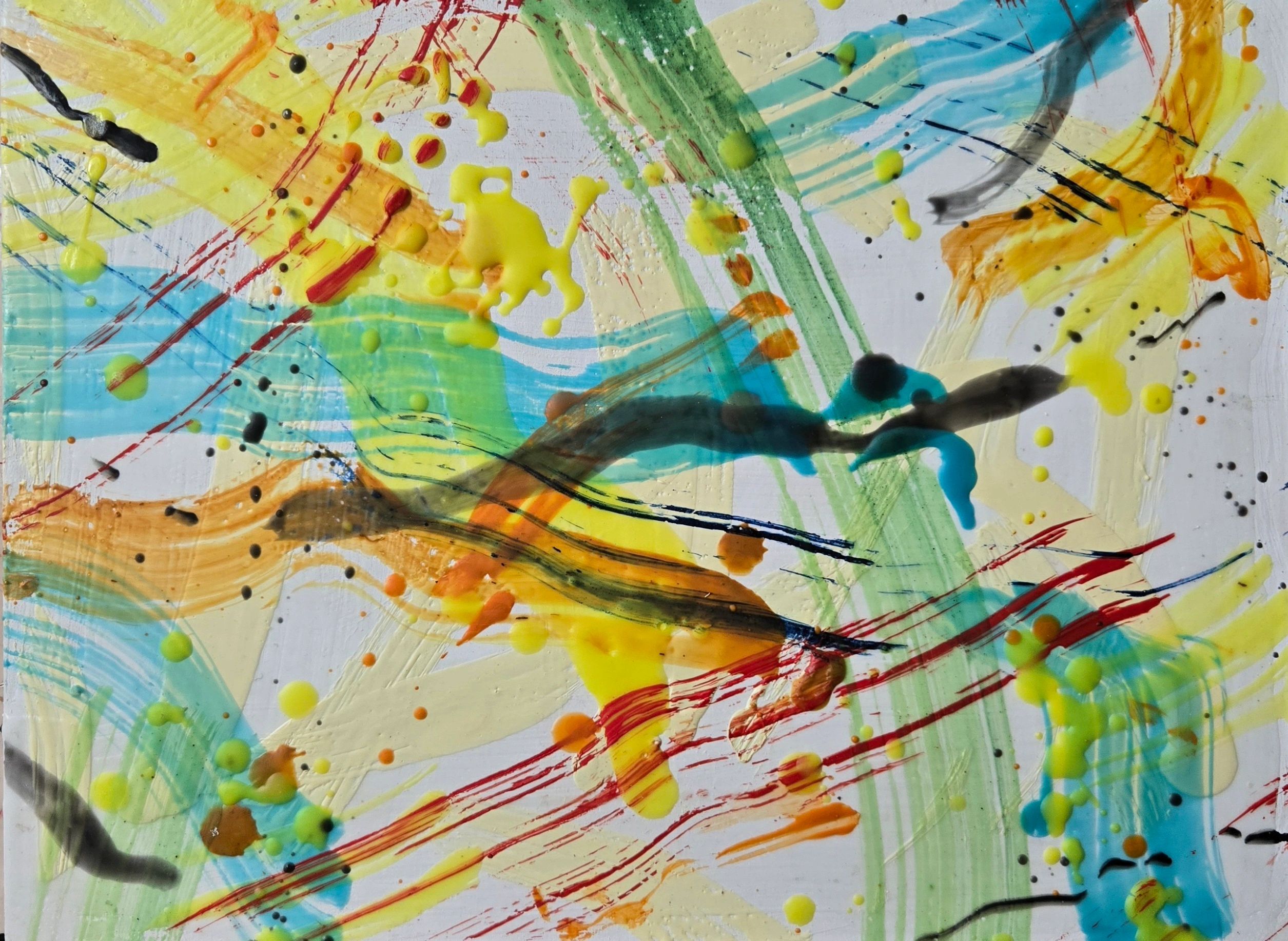 Abstract artwork by Douglas I. Sheer – Encaustic on board 2024