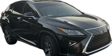 Black Lexus RX luxury SUV with sleek design and tinted windows.