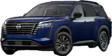 Blue Nissan SUV with modern design and black accents.