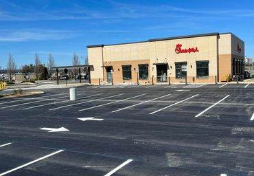 New Construction Pavement Markings at Chick-fil-A.