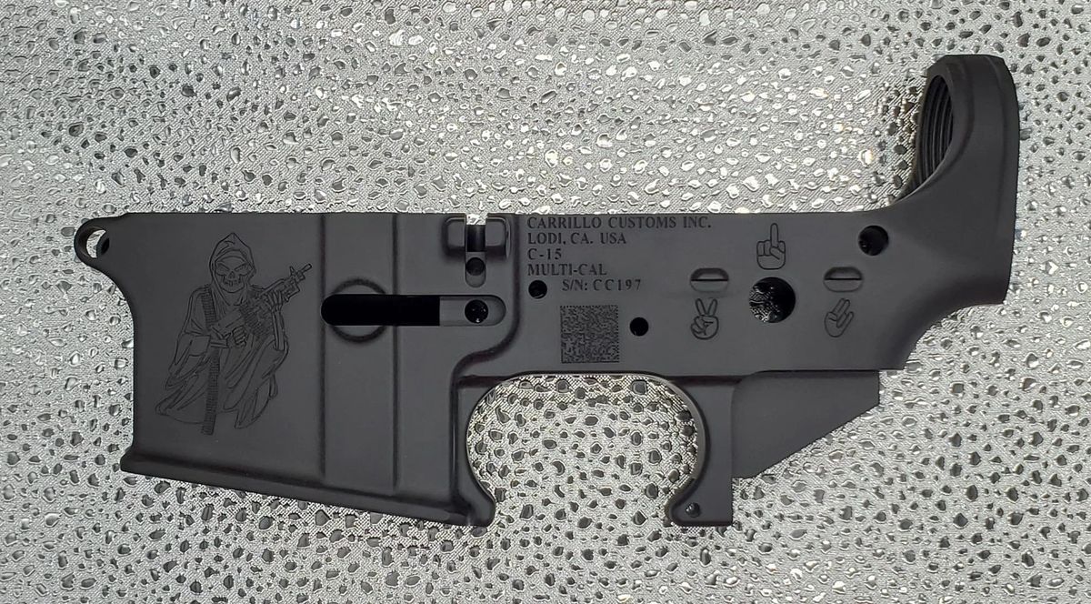 AR15 Lower Receiver. Engraved Grim Reaper