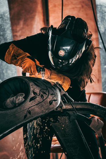 Sarah in Action, Plasma cutting live at Royal Lancashire Agriculture Show 2023