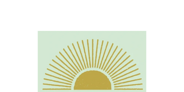 Minimalist golden sun with rays on a light green background.