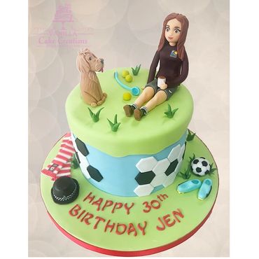 woman with dog cake