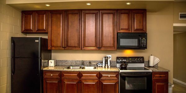 Full sized spacious extended stay suite kitchen