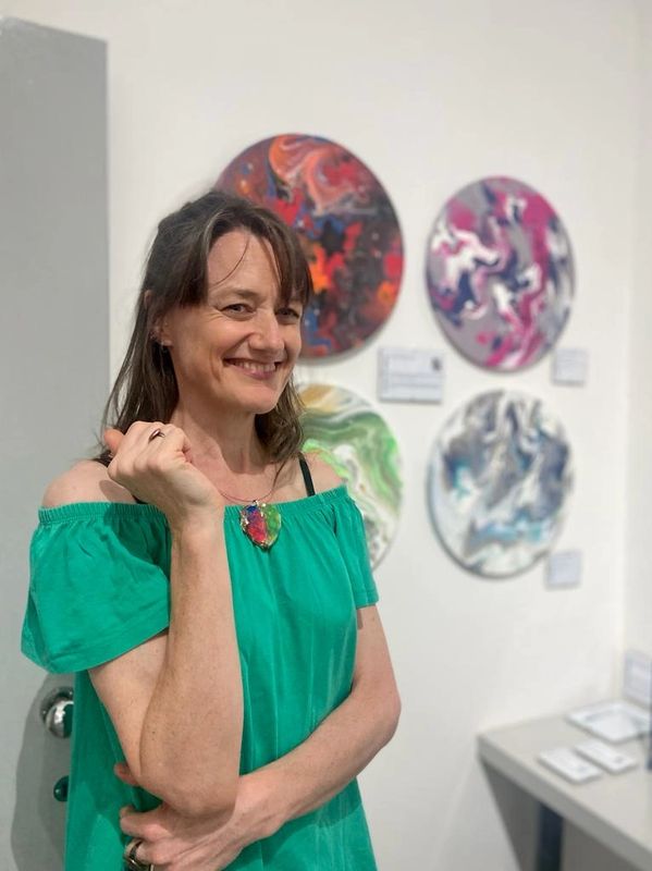 Elizabeth Knapp of When I Decorate Things with some of her work at Croydon Art Space.