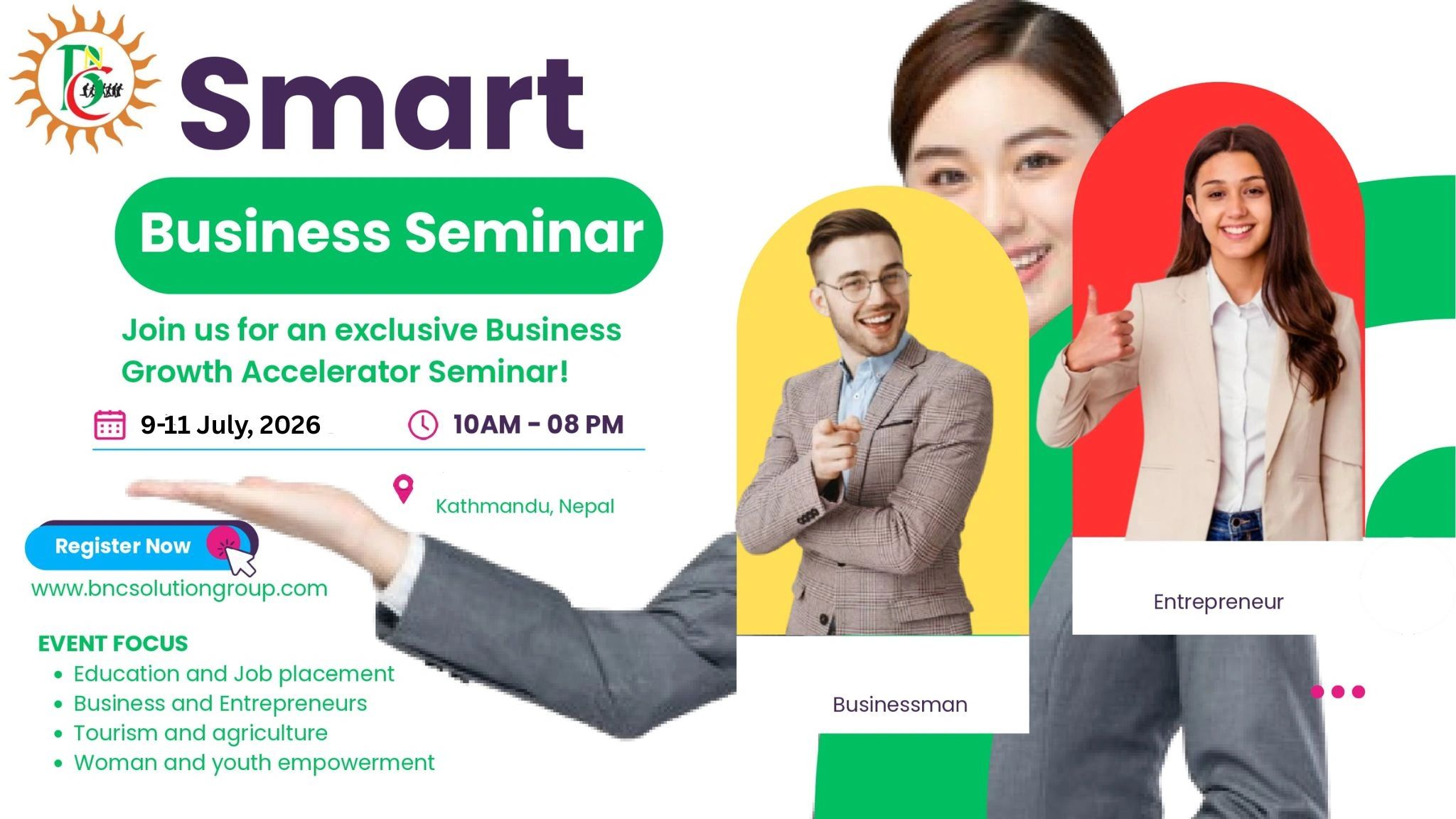Smart Business Seminar in Kathmandu, Nepal, July 9-11, 2026.