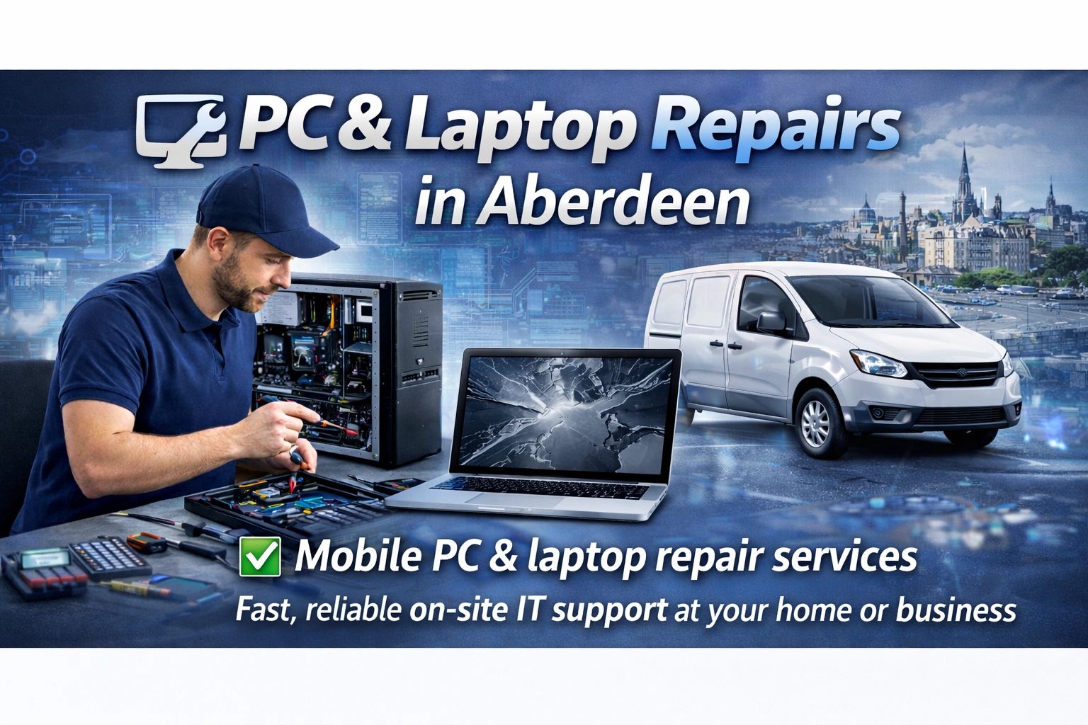 Mobile PC and laptop repair services in Aberdeen with fast, reliable on-site IT support.
