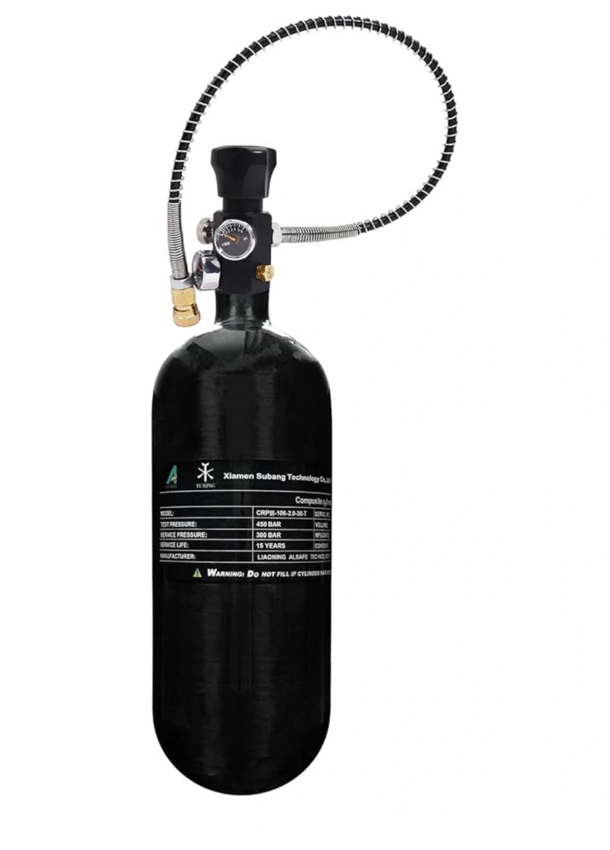 2L 300 bar CF tank with 2 way valve