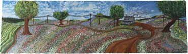 Wildflower landscape oil painting impressionist art farm