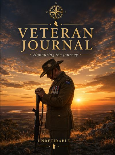 A veteran in uniform stands solemnly at sunset, honoring the journey.