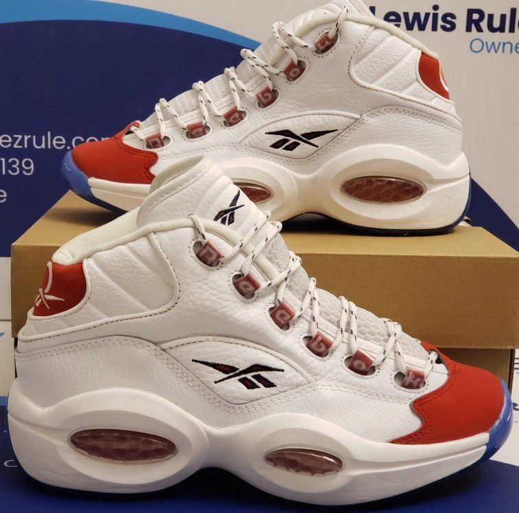 Reconditioned Reebok "Question Mid Red Toe (Allen Iverson)" Big Kids Size  6.5