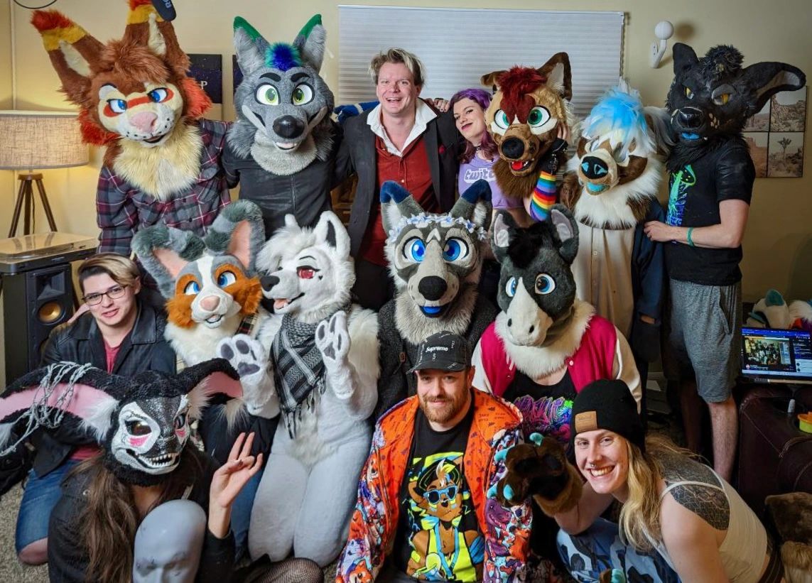 Photo of the livestream staff. Not all volunteers present. Photo by Minty Husky.