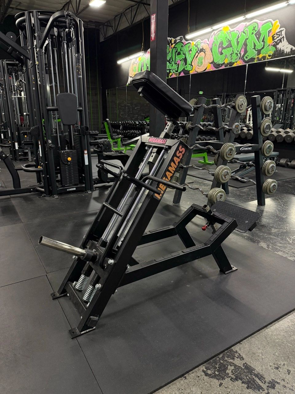 Hack squat and cable stack