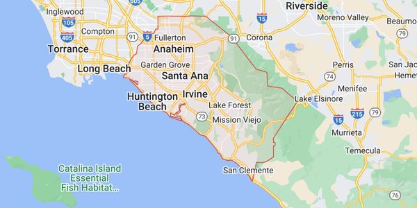 Map of the areas where we offer professional plumbing services in Orange County, CA.