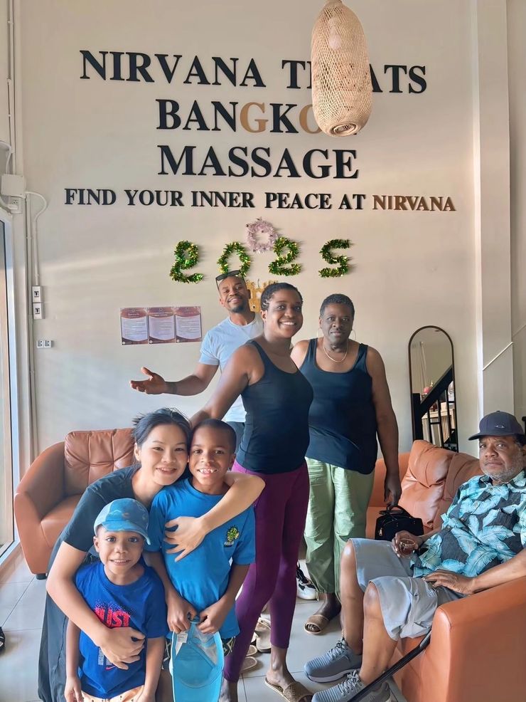 Happy customer enjoying Thai massage in Bangkok