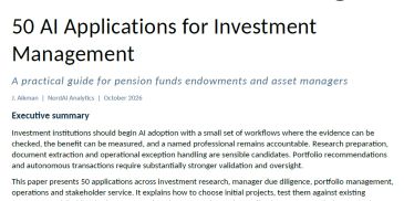 Document listing AI applications for investment management.