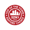 Red circular badge for 5280 Top of the Town 2023 Editors' Choice.
