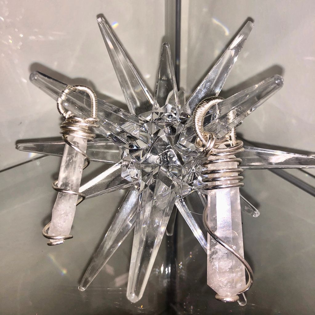 Clear quartz, silver wrapped pendant 