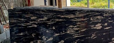 Forest Black granite slab - polished natural stone supplied by Heritage Overseas Thailand.