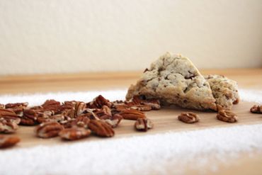 Perfectly baked maple pecan scones. 