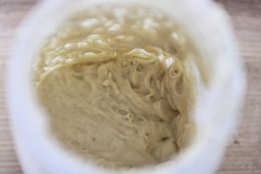 Jar of sourdough starter.