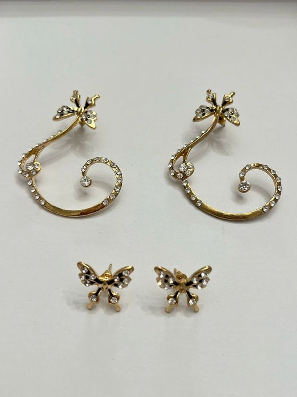 Gold Butterfly Double earring set.