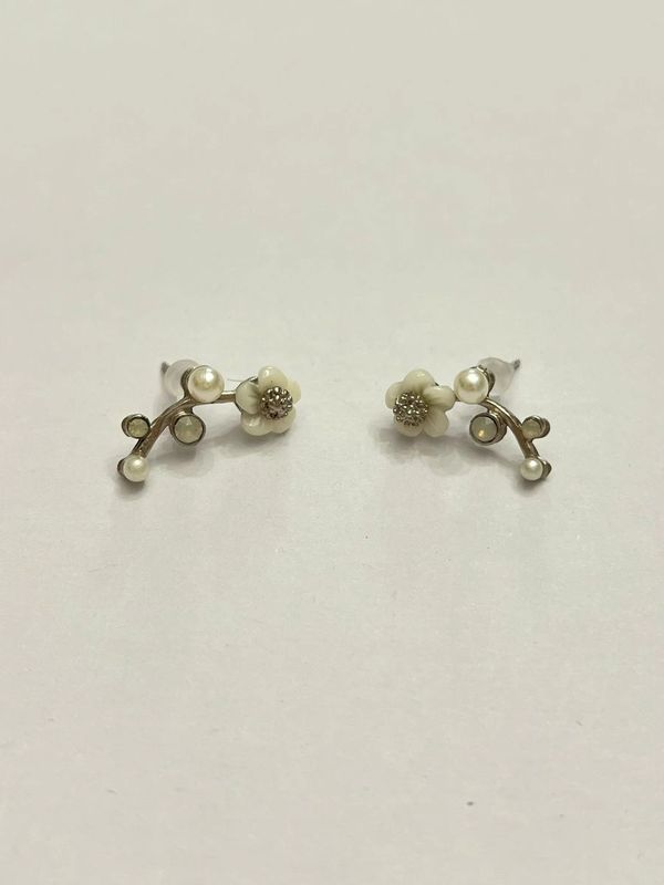 Rose Pearl and silver ear climber earrings.