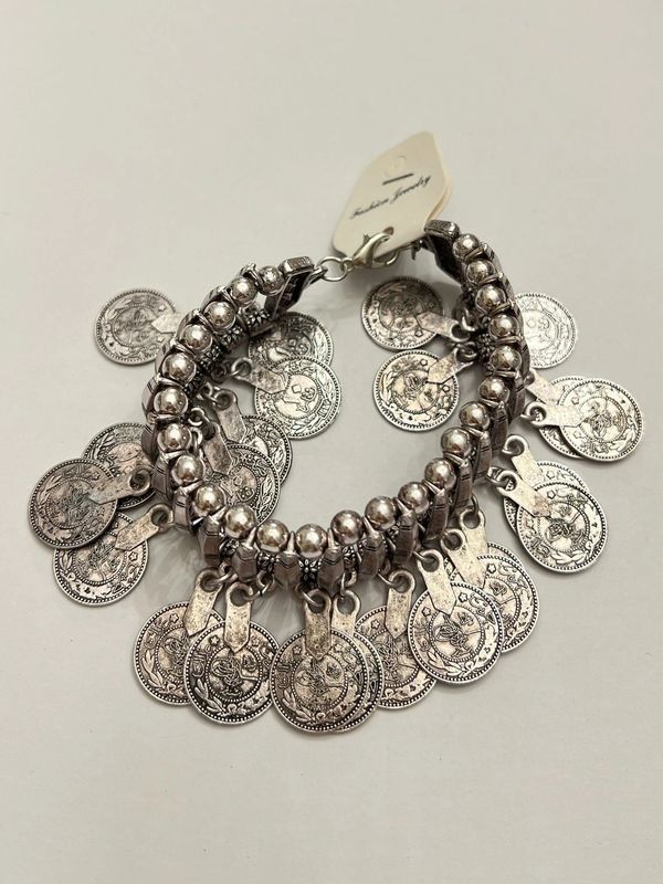 Vintage Afghani Coin Bracelet Metal Boho.