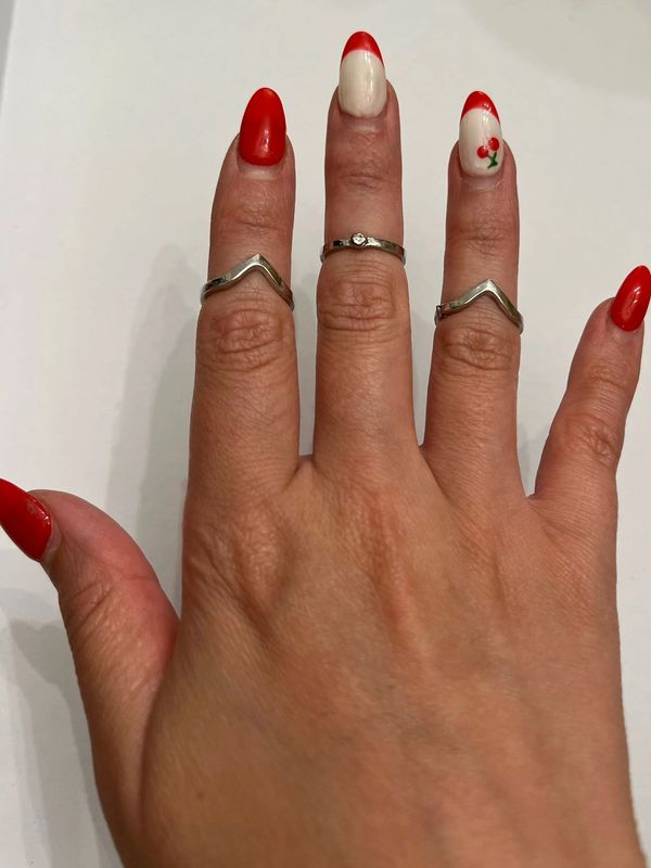 Silver 3 pcs. V shaped stacking rings.