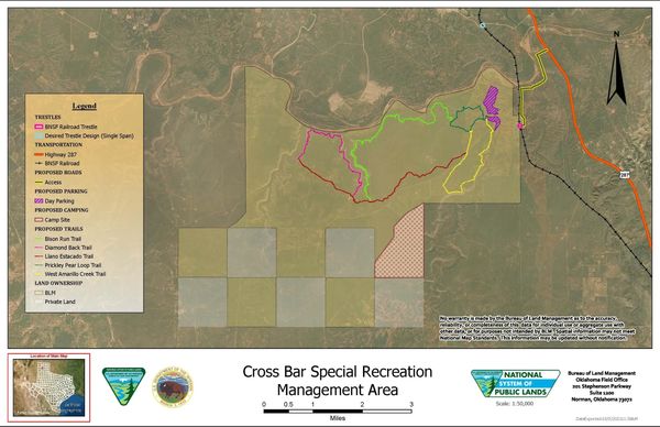 Property map detailing trails and future camping area.