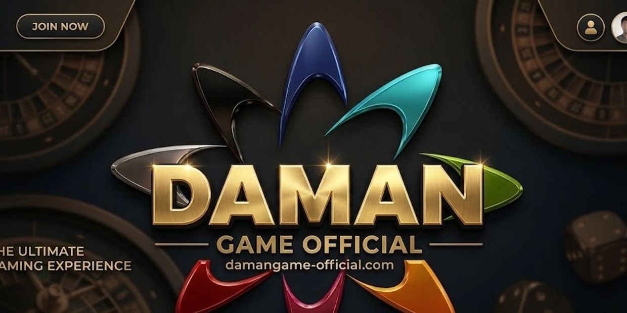 Logo for Daman Game Official with colorful accents and gold text.