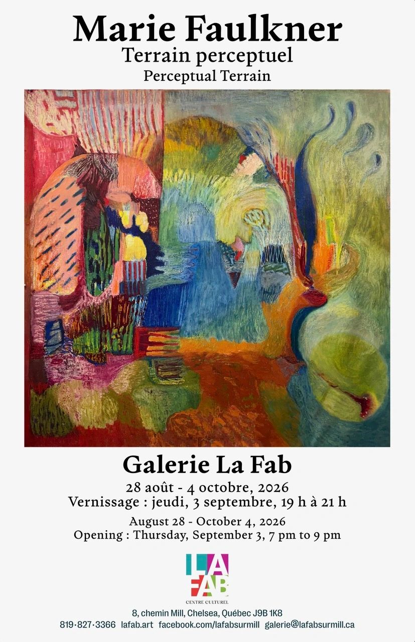 Abstract artwork by Marie Faulkner at Galerie La Fab exhibition.