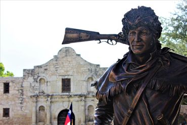 Daniel Boone Statue-Mission San Antonio- The Alamo- San Antonio, Texas. 