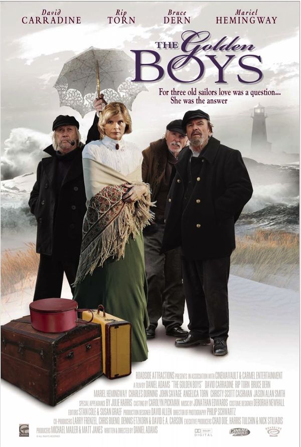 Movie poster of The Golden Boys with four characters in period attire by the sea.