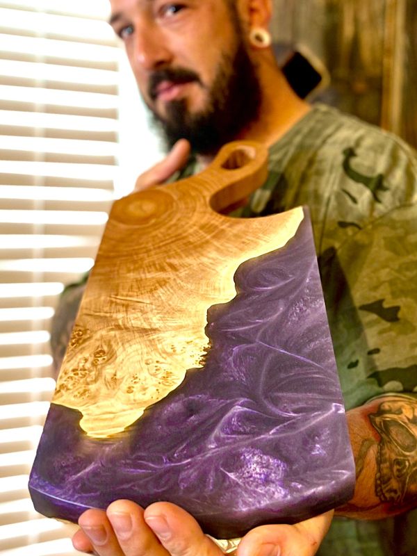 Purple Haze resin and maple charcuterie board