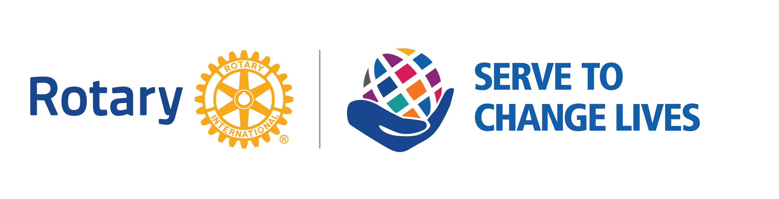 Rotary International logo with the Serve to Change Lives logo next to it.