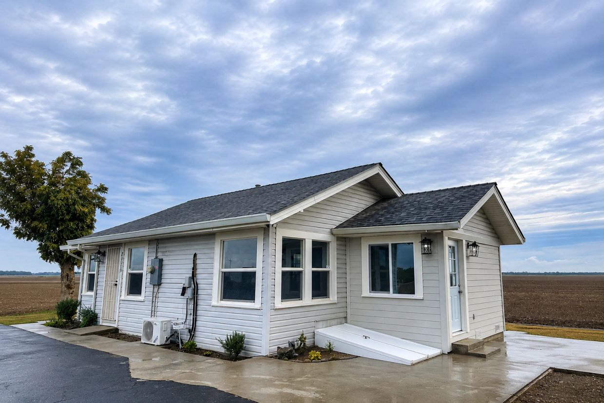 Crows Landing CA whole-house remodel finished exterior by Cordeiro Custom Remodeling & Repair — whit
